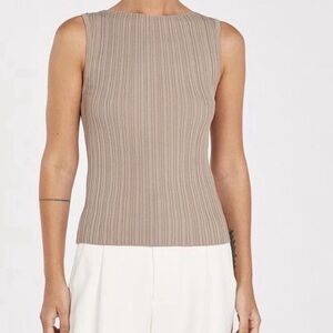 DISSH Taupe Ribbed Knit Top